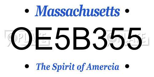 OE5B355 Massachusetts License Plate