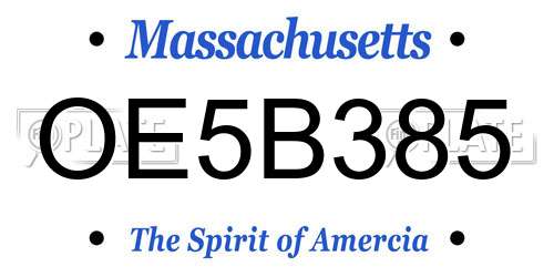 OE5B385 Massachusetts License Plate