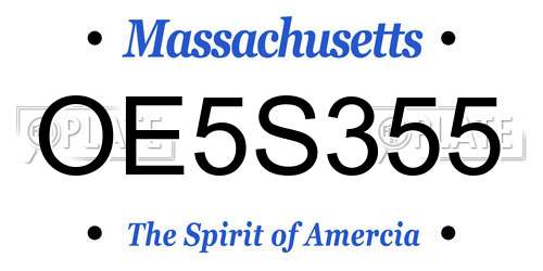 OE5S355 Massachusetts License Plate
