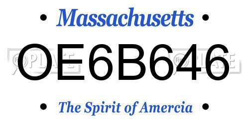 OE6B646 Massachusetts License Plate