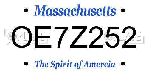 OE7Z252 Massachusetts License Plate