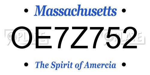 OE7Z752 Massachusetts License Plate
