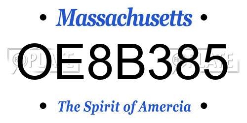 OE8B385 Massachusetts License Plate
