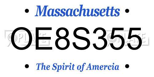 OE8S355 Massachusetts License Plate
