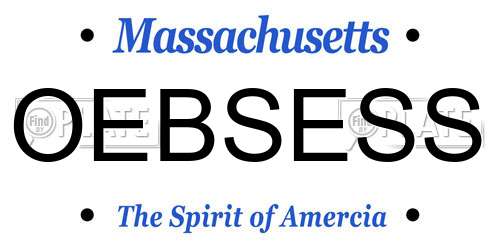 OEBSESS Massachusetts License Plate