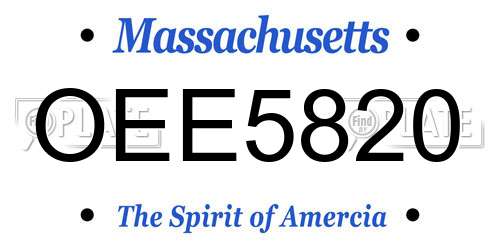 OEE5820 Massachusetts License Plate