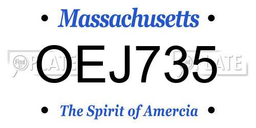 OEJ735 Massachusetts License Plate