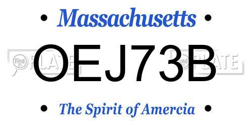OEJ73B Massachusetts License Plate