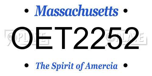 OET2252 Massachusetts License Plate