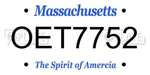 OET7752 Massachusetts License Plate