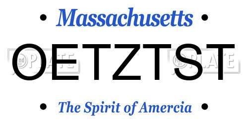 OETZTST Massachusetts License Plate