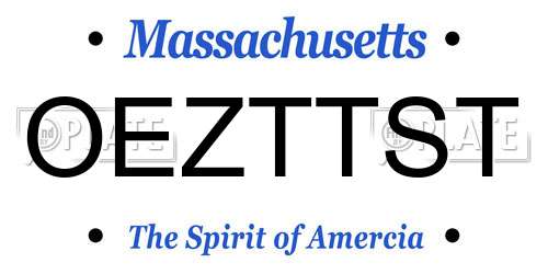 OEZTTST Massachusetts License Plate