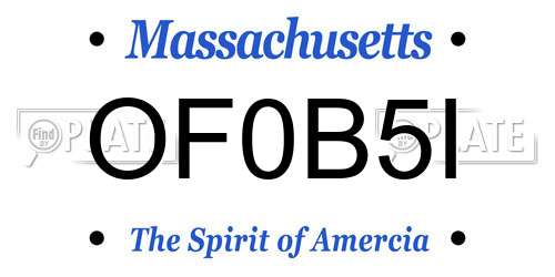 OF0B5I Massachusetts License Plate