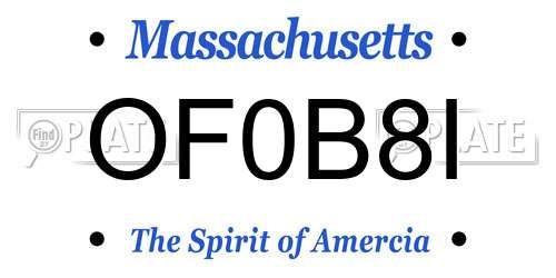 OF0B8I Massachusetts License Plate