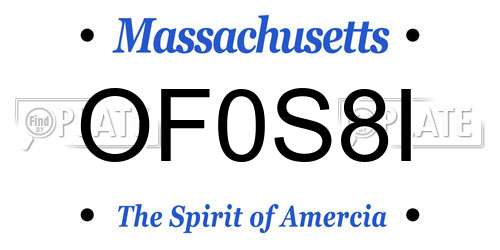 OF0S8I Massachusetts License Plate