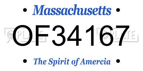 OF34167 Massachusetts License Plate