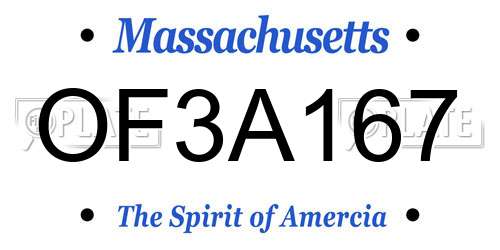 OF3A167 Massachusetts License Plate