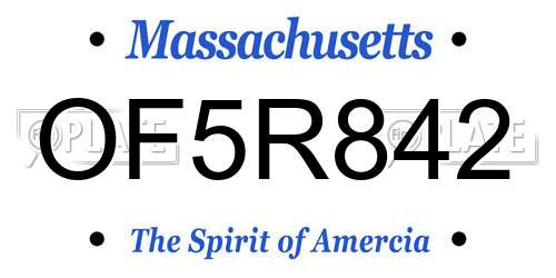 OF5R842 Massachusetts License Plate