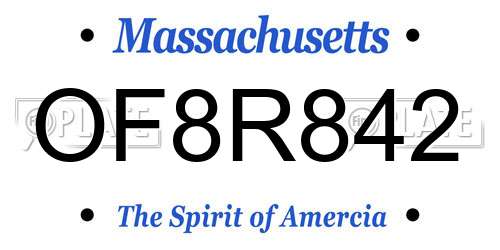 OF8R842 Massachusetts License Plate