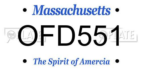 OFD551 Massachusetts License Plate