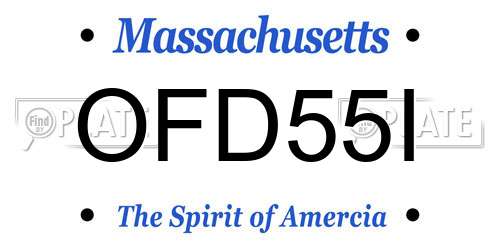 OFD55I Massachusetts License Plate