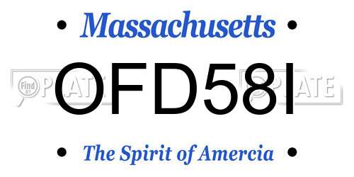 OFD58I Massachusetts License Plate