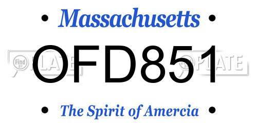 OFD851 Massachusetts License Plate