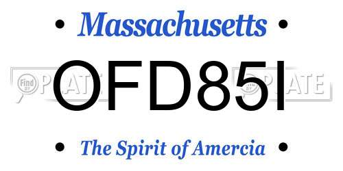 OFD85I Massachusetts License Plate
