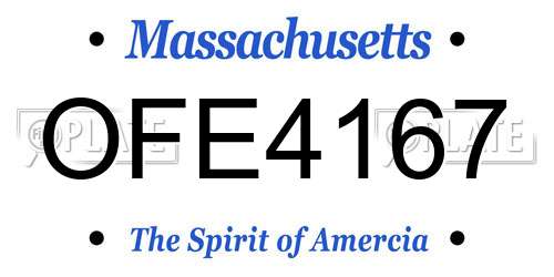 OFE4167 Massachusetts License Plate