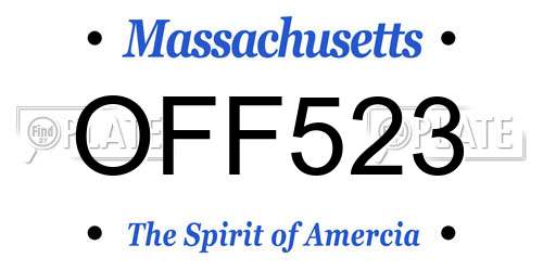 OFF523 Massachusetts License Plate
