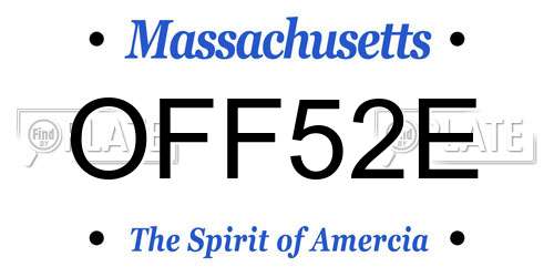 OFF52E Massachusetts License Plate