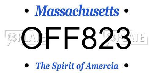 OFF823 Massachusetts License Plate