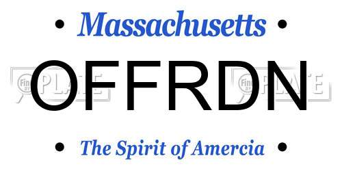 OFFRDN Massachusetts License Plate