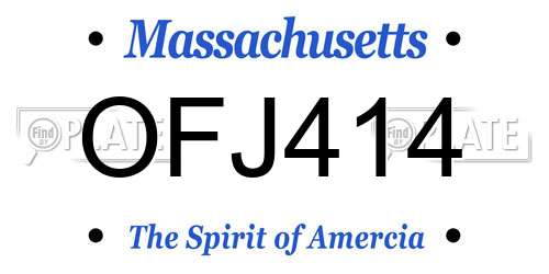 OFJ414 Massachusetts License Plate