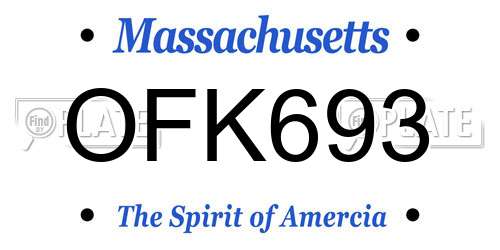 OFK693 Massachusetts License Plate