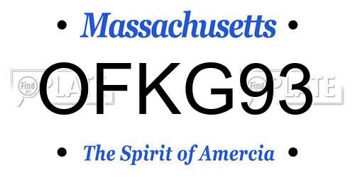 OFKG93 Massachusetts License Plate