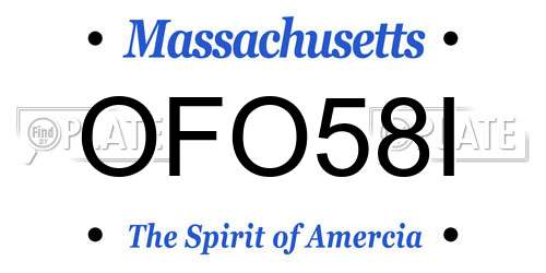 OFO58I Massachusetts License Plate