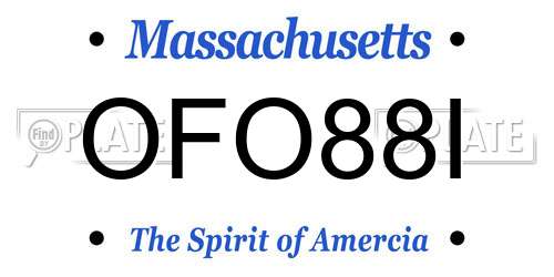 OFO88I Massachusetts License Plate