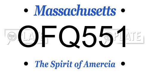 OFQ551 Massachusetts License Plate