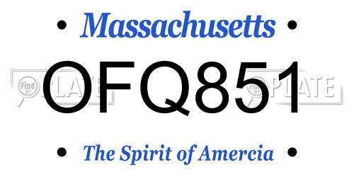 OFQ851 Massachusetts License Plate
