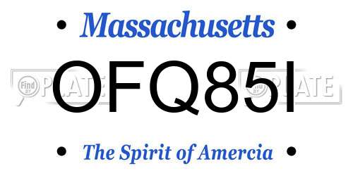 OFQ85I Massachusetts License Plate