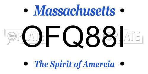 OFQ88I Massachusetts License Plate