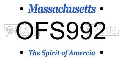 OFS992 Massachusetts License Plate