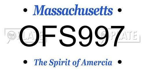 OFS997 Massachusetts License Plate