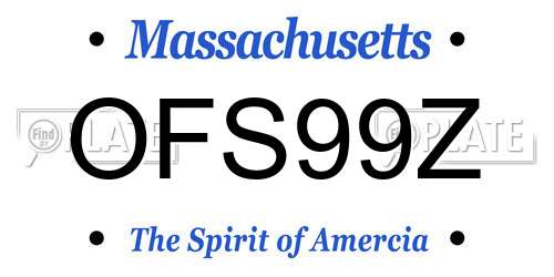 OFS99Z Massachusetts License Plate