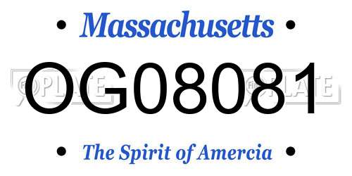 OG08081 Massachusetts License Plate