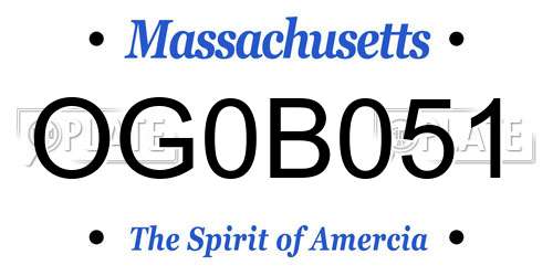OG0B051 Massachusetts License Plate