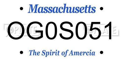 OG0S051 Massachusetts License Plate