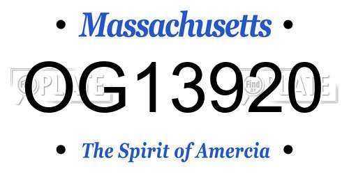 OG13920 Massachusetts License Plate