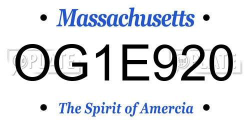 OG1E920 Massachusetts License Plate